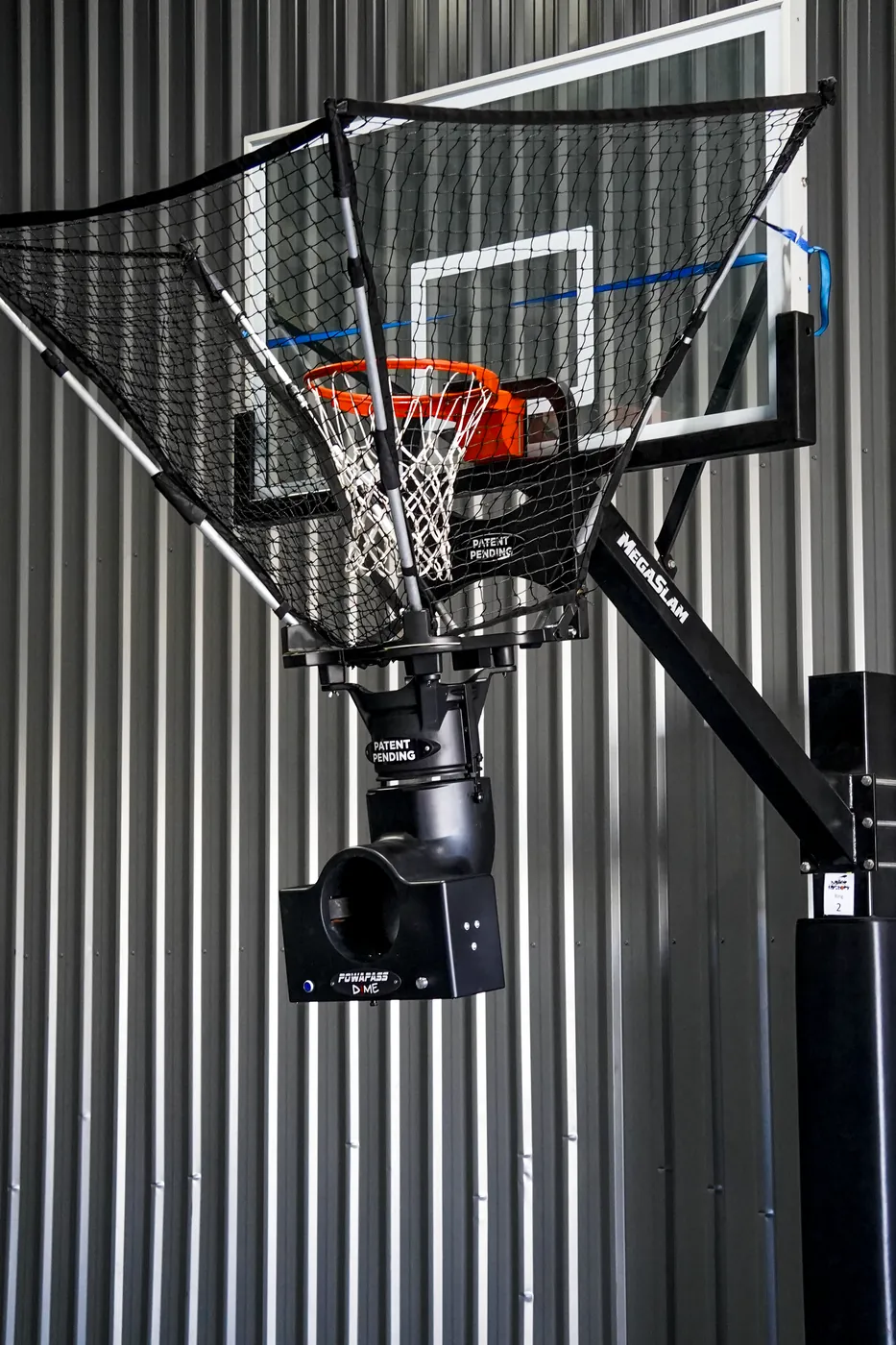 TMG Assist basketball training machine, angled view